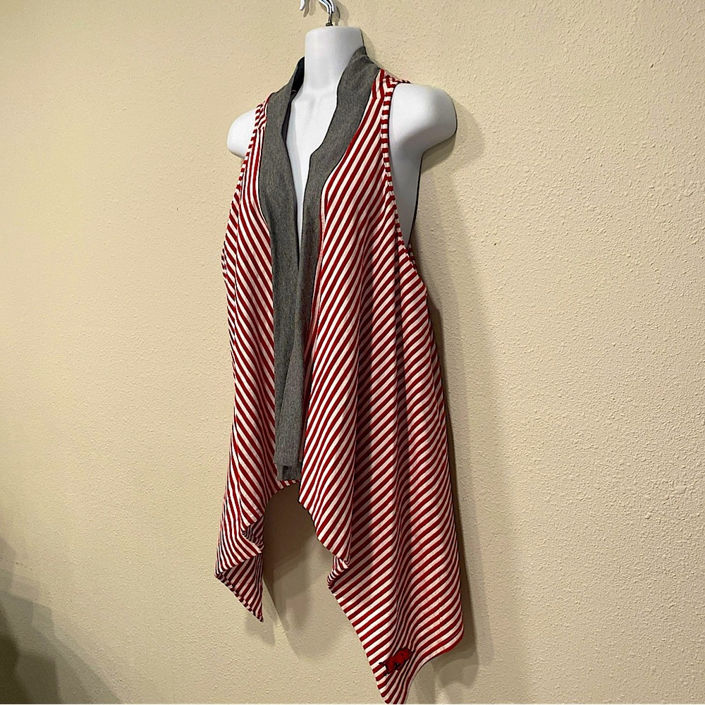 Arkansas Razorbacks women’s Open Front Vest Hog Logo red white stripes Small Med - Picture 2 of 13